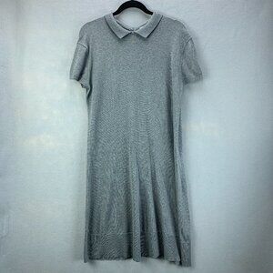 Lacoste Dress Womens 40 Gray‎ Silk Cotton Sweater Short Sleeve Polo Lightweight